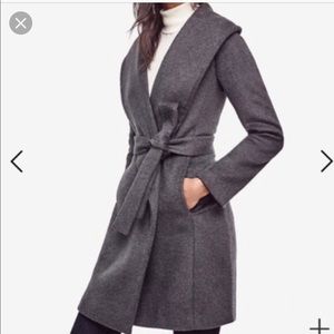 Grey Ann Taylor Shawl Collar Wrap Coat